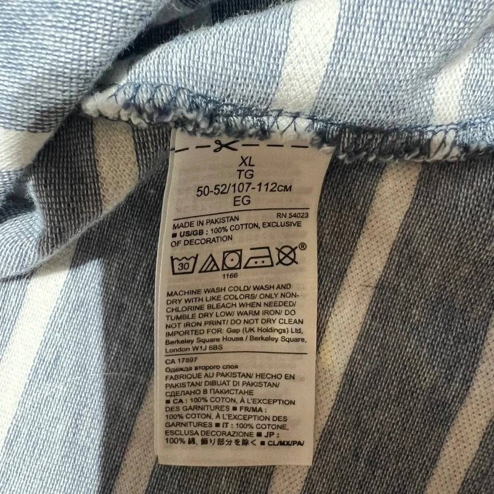 Banana Republic Mens XL Blue White Striped Cotton Pique Polo Elephant Logo Shirt